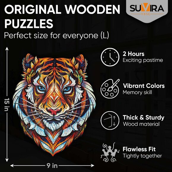 Animal Wooden Puzzle - Engaging, Educational, (Tiger) and Eco-Friendly, - Picture 3 of 9